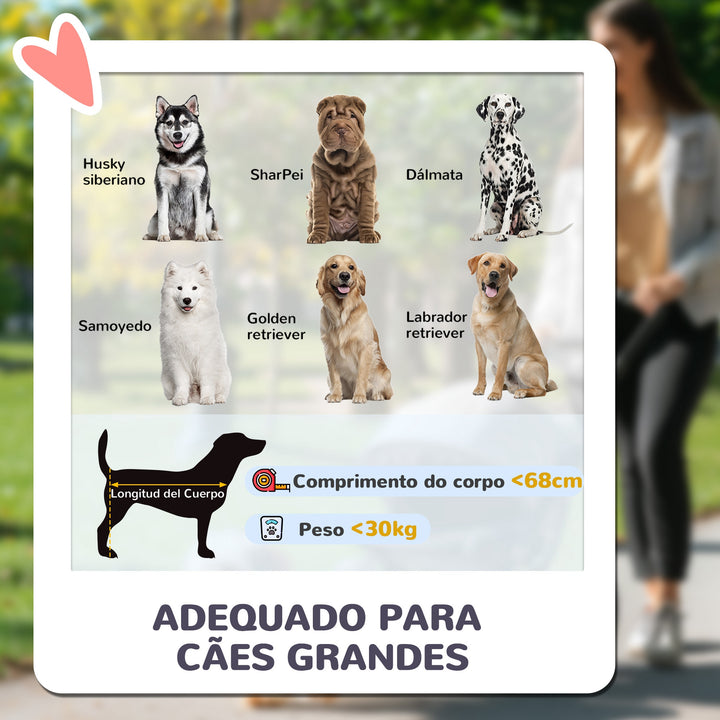 Carrinho para Cães Dobrável Carrinho para Cães Grandes com Rodas Grandes Correias de Segurança Estrutura Amortecedora Almofada Lavável 124x67x100 cm Azul