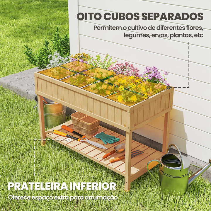 Floreira de Madeira Mesa de Cultivo com Prateleira Inferior Floreira Elevada para Cultivo Plantas, Flores e Hortaliças 110x46x76 cm Madeira