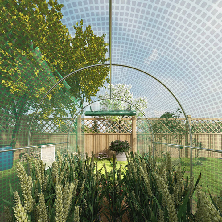 Estufa tipo Túnel 400x200x205 cm Estufa de Jardim com Porta Enrolável e 6 Janelas Cobertura de PE 140 g/m² Estrutura de Metal para Cultivo de Plantas Verduras Verde
