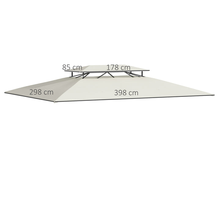 Toldo de Substituição 4x3m para Pérgola de Jardim 2 Níveis Respirável com 8 Orifícios de Drenagem Cobertura Superior de Substituição para Pérgola Exterior Bege