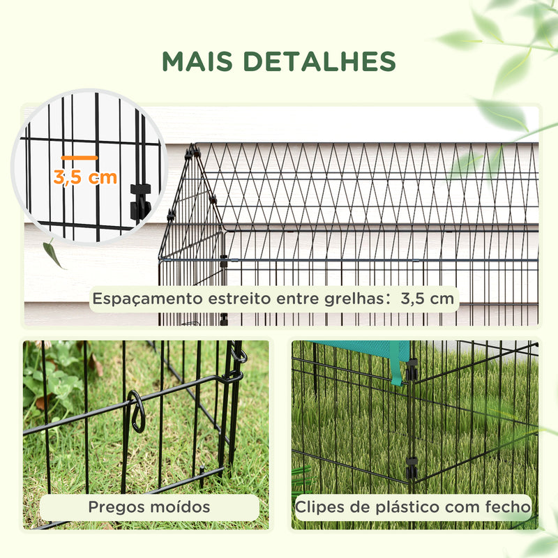 Gaiola para Animais Pequenos Gaiola para Roedores de Aço com Porta e Toldo para Coelhos Chinchilas Galinhas 185x75x75 cm Verde