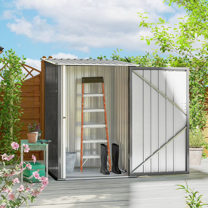 Abrigo de Jardim 0,92 m² 100x103x160 cm Abrigo Exterior de Aço Galvanizado com Porta Fechadura e Teto Inclinado para Armazenamento de Ferramentas Cinza