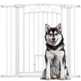 Barreira de Segurança para Cães Extensível 76-102 cm Barreira para Animais de Estimação Barreira para Cães com 2 Extensões Duplo Bloqueio para Escada Porta Branco