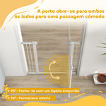 Barreira de Segurança para Cães Extensível 76-102 cm Barreira para Animais de Estimação Barreira para Cães com 2 Extensões Duplo Bloqueio para Escada Porta Branco