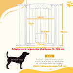 Barreira de Segurança para Cães Extensível 76-102 cm Barreira para Animais de Estimação Barreira para Cães com 2 Extensões Duplo Bloqueio para Escada Porta Branco