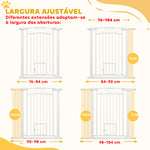 Barreira de Segurança para Cães Extensível 76-102 cm Barreira para Animais de Estimação Barreira para Cães com 2 Extensões Duplo Bloqueio para Escada Porta Branco