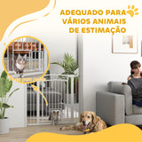 Barreira de Segurança para Cães Extensível 76-102 cm Barreira para Animais de Estimação Barreira para Cães com 2 Extensões Duplo Bloqueio para Escada Porta Branco