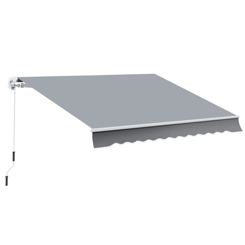 Toldo Manual Retrátil com Manivela 295x245cm Toldo Enrolável Alumínio com Proteção Solar para Janela Portas Balcão Terraço Exterior Cinza