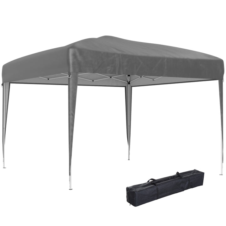 Tenda Dobrável 3x3 m Tenda Pop-up de Jardim com Altura Ajustável e Saco de Transporte Tecido Oxford 210D Anti-UV Impermeável, para Campismo Festas e Exterior Cinzento