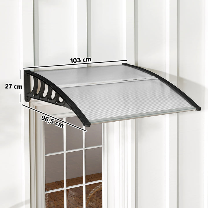 Marquise de Proteção de Portas e Janelas 103x96,5 cm Proteção contra Sol e Chuva com Painéis de Policarbonato e Suporte de Alumínio Transparente