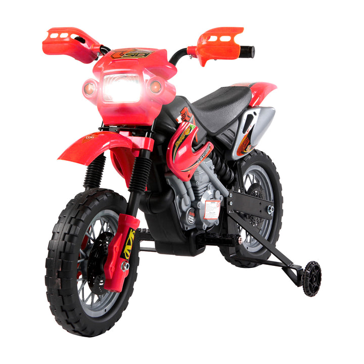 Mota Elétrica para Crianças Mota Elétrica Infantil Bateria 6V para Crianças acima de 3 Anos com Rodas de Apoio 102x53x66 cm Vermelho e Preto