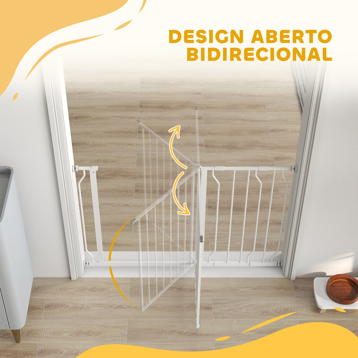 Barreira de Segurança para Cães Extensível para Escadas e Portas 75-115cm com 2 Extensões e 10-20cm Montagem a Pressão Aço Altura 76cm Branco