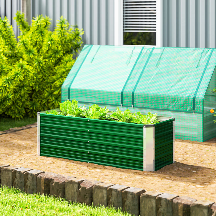 Caixa de Plantio de Aço com Luvas Caixa de Plantio Retangular para Cultivos de Plantas Flores para Terraço Jardim Exterior 125x47x40cm Verde