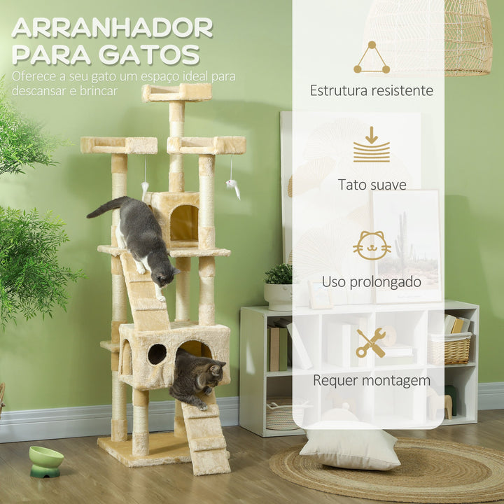 Arranhador Árvore Aglomerado de madeira Bege 50x50x170 cm