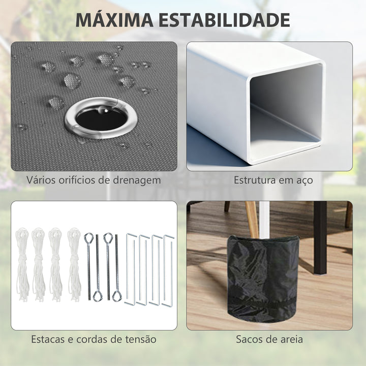 Tenda Dobrável Pop-up 297x297x288 cm Tenda para Eventos com 2 Paredes Laterais Anti-UV Altura Ajustável em 3 Níveis Sacos de Areia e Bolsa de Transporte com Rodas para Campismo Festas Cinzento Escuro