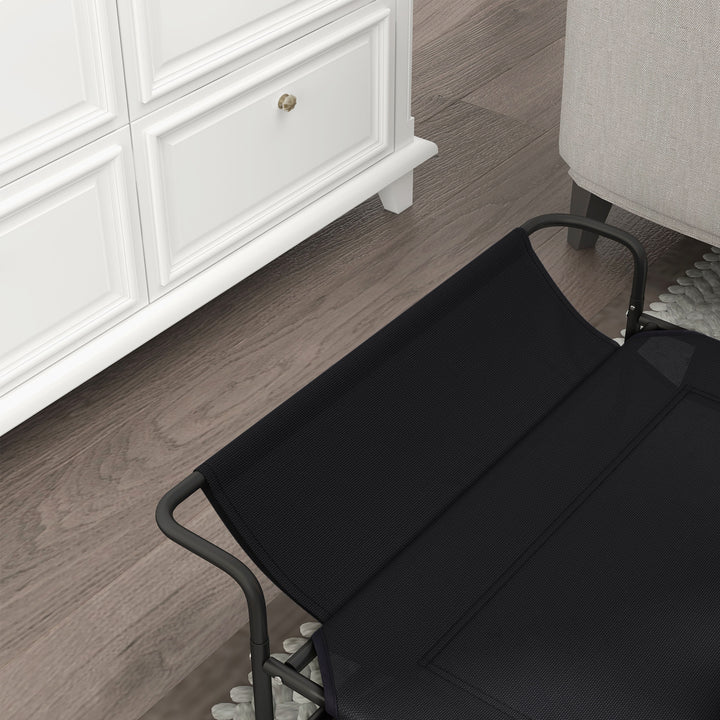 Cama Elevada para Cães Respirável para Cães Pequenos 91x69x29 cm Tecido de Textilene Apoio de Cabeça Inclinado Estrutura Metálica Interior e Exterior Preto