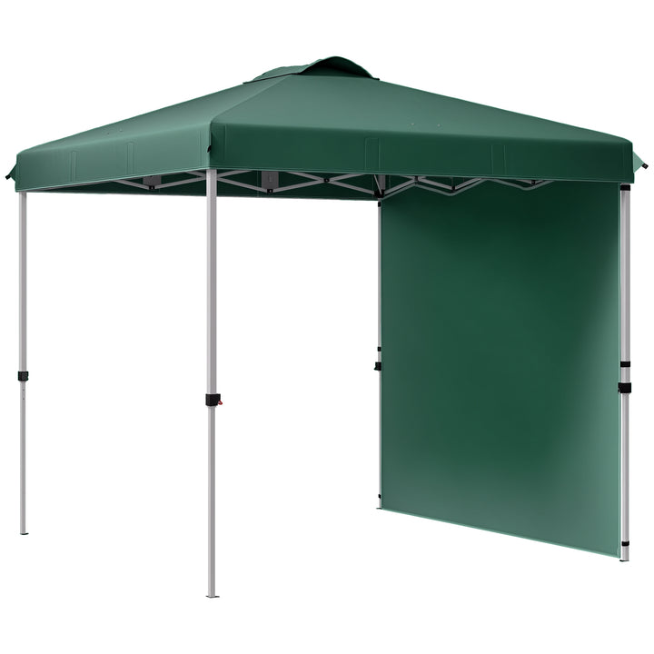 Tenda Dobrável 2,5x2,5 m Altura Ajustável Tenda de Jardim com 1 Parede Lateral Teto com Ventilação e Bolsa de Transporte para Acampamento Festas Verde