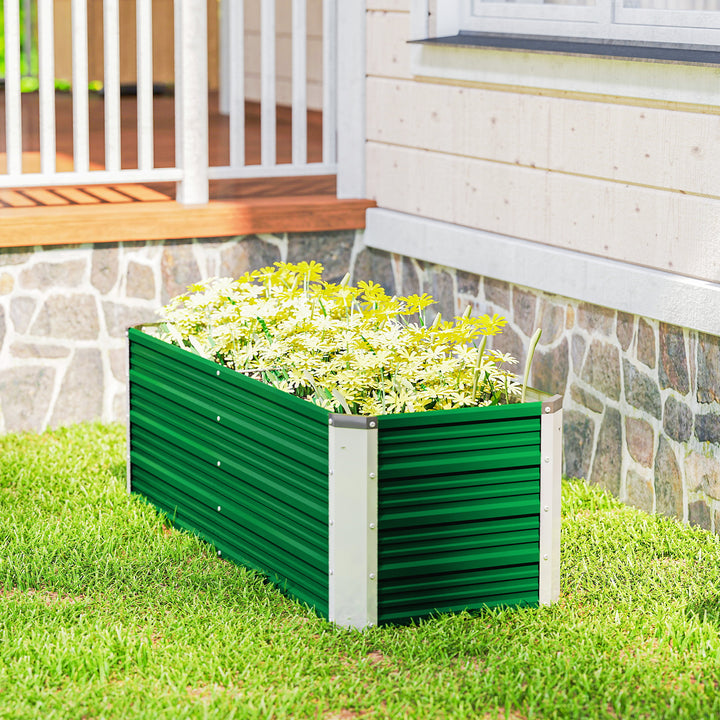 Caixa de Plantio de Aço com Luvas Caixa de Plantio Retangular para Cultivos de Plantas Flores para Terraço Jardim Exterior 125x47x40cm Verde