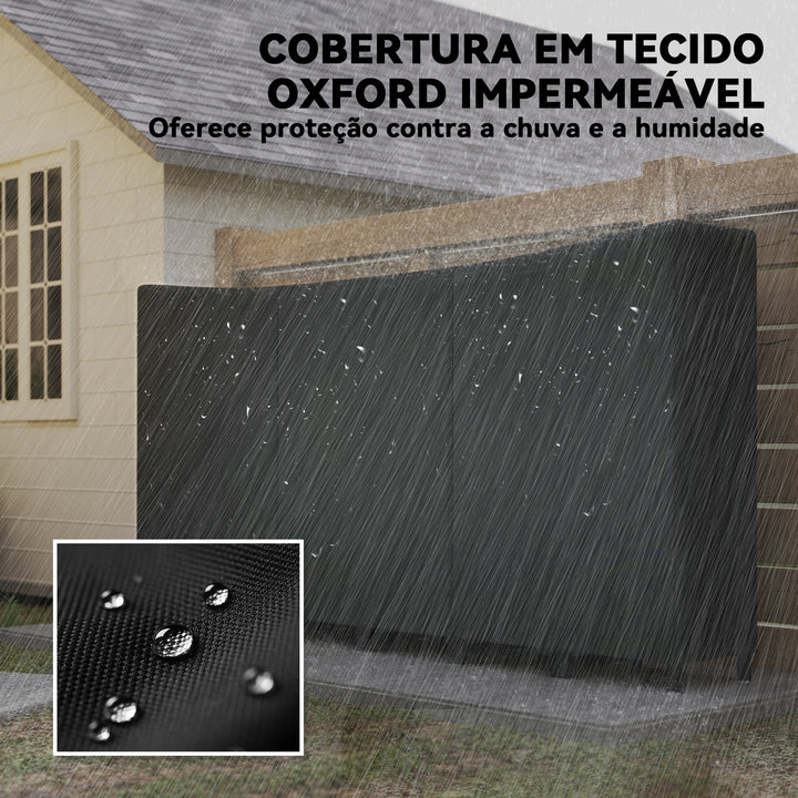 Suporte de Lenha Metálico 235x31x116 cm para Exterior com Capa Impermeável Oxford 600D Estrutura de Aço e Correntes de Aço Suporte para Lenha Armazenamento para Madeira Preto
