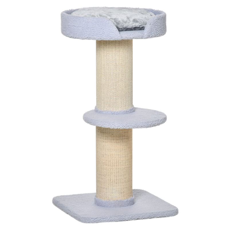 Arranhador para Gatos Altura 91 cm Arranhador para Gatos de 3 Níveis com Ninho Plataforma e Poste de Sisal 45x45x91 cm Azul Claro