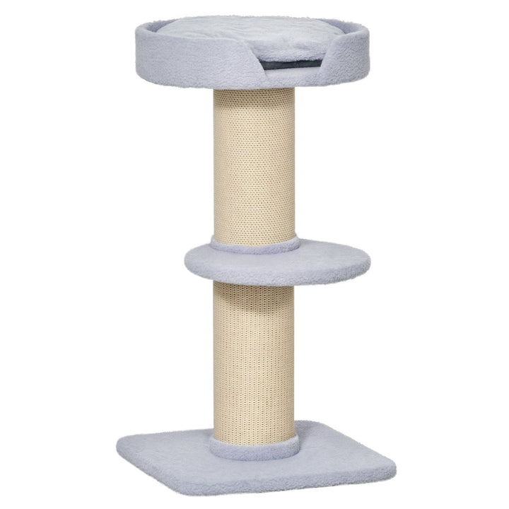 Arranhador para Gatos Altura 91 cm Arranhador para Gatos de 3 Níveis com Ninho Plataforma e Poste de Sisal 45x45x91 cm Azul Claro