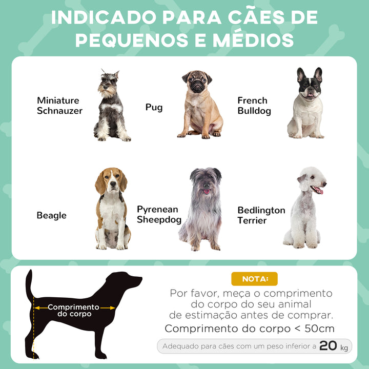 Cama para Cães Elevada com Toldo Cama para Cães Médios com Estrutura de Aço e Bolsa de Transporte para Interior e Exterior 76x61x69,5 cm Cinzento Claro