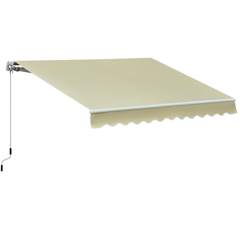 Toldo Manual Dobrável de Alumínio Toldo para Varanda com Ângulo Ajustável e Manivela para Exterior Jardim 295x250 cm Bege