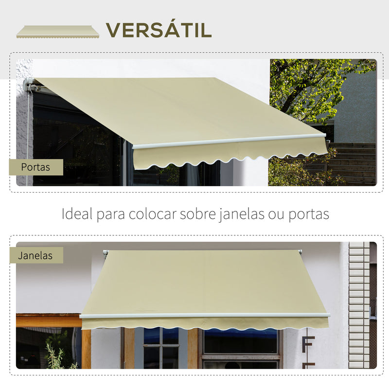 Toldo Manual Dobrável de Alumínio Toldo para Varanda com Ângulo Ajustável e Manivela para Exterior Jardim 295x250 cm Bege