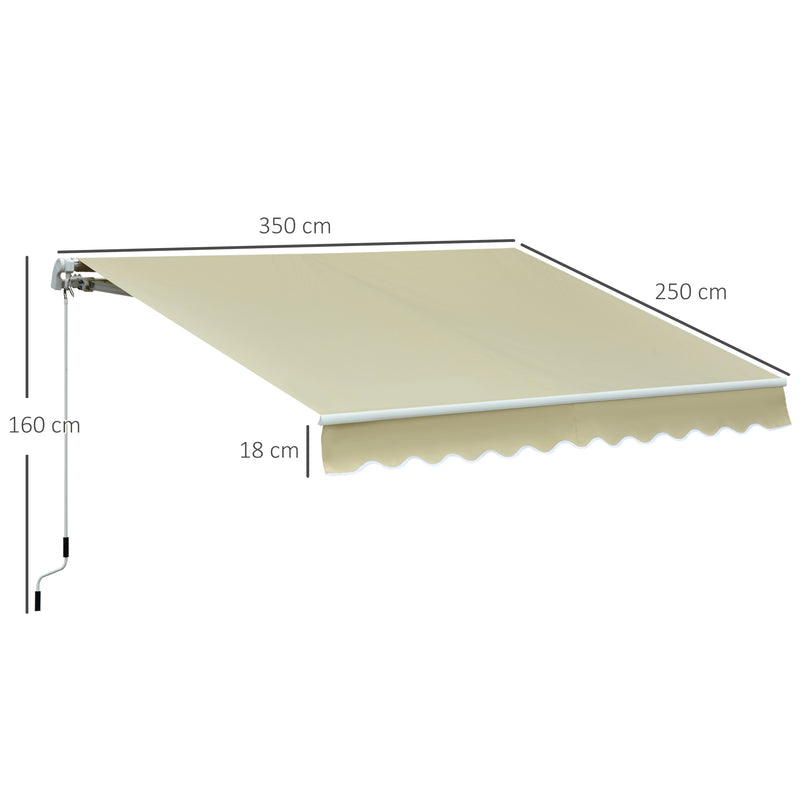 Toldo Manual Dobrável de Alumínio Toldo para Varanda com Ângulo Ajustável e Manivela para Exterior Jardim 295x250 cm Bege