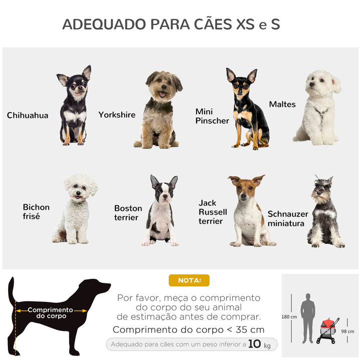 Carrinho para Animais de Estimação 3 em 1 Carrinho para Cães e Gatos Dobrável com Bolsa de Transporte Cesta de Armazenamento e Travão Tecido de Oxford 600D Carga Máxima 15kg 82x49,5x98cm Vermelho