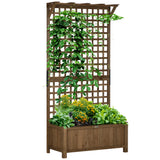 Floreira com Treliça de Madeira Caixa de Plantio com Suporte para Plantas Trepadeiras para Cultivo de Plantas Flores para Pátio Terraço Varanda 90x45x183cm Marrom Escuro