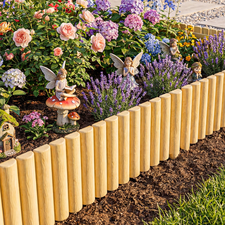 Cerca de Jardim em Madeira 176x38 cm Cerca Decorativa Resistente e Fácil de Instalar para Horta Pátio Terraço Relva Madeira