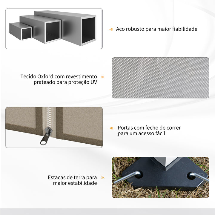 Tenda Dobrável 3x3 para Exterior Tenda Portátil de Jardim com Mosquiteiras Bolsa de Transporte Estrutura de Aço e Tecido Oxford Resistente para Festas Campismo Bege