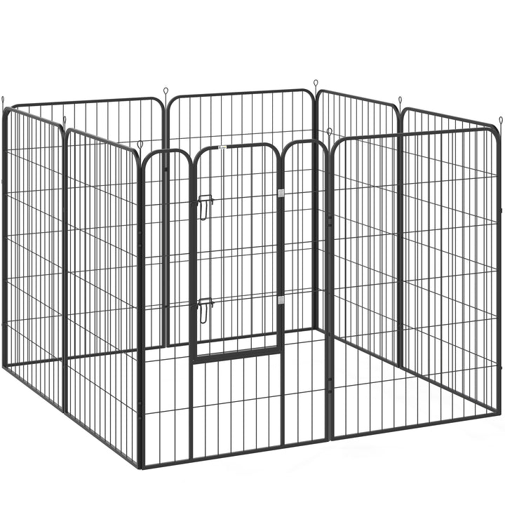 Parque para Animais de Estimação com 8 Painéis 80x120 cm Parque para Cães Dobrável com Porta e Dupla Trava Preto