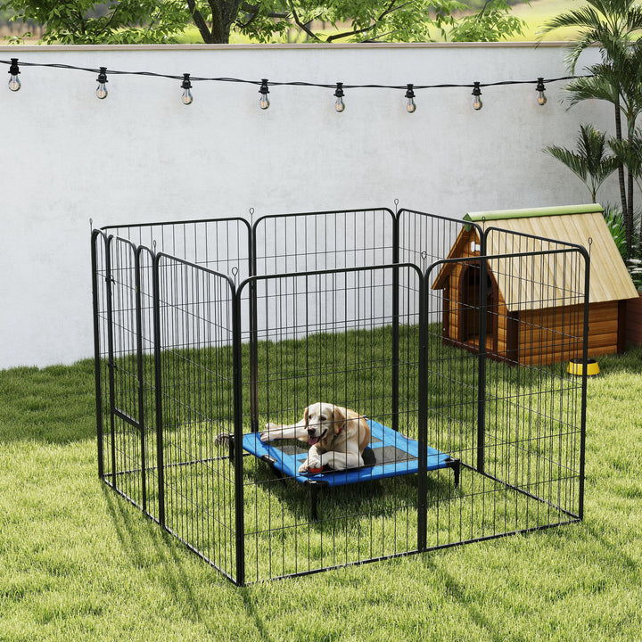 Parque para Animais de Estimação com 8 Painéis 80x120 cm Parque para Cães Dobrável com Porta e Dupla Trava Preto