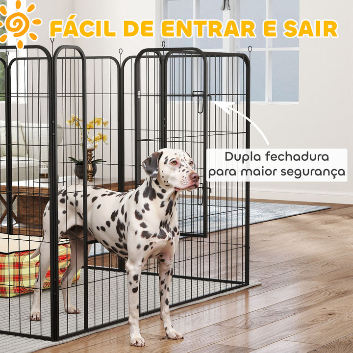 Parque para Animais de Estimação com 8 Painéis 80x120 cm Parque para Cães Dobrável com Porta e Dupla Trava Preto