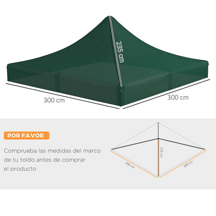 Toldo de Substituição 3x3 m para Pérgola de Jardim Cobertura de Substituição para Tenda Dobrável de Tecido Oxford Impermeável e Anti-UV Verde Escuro