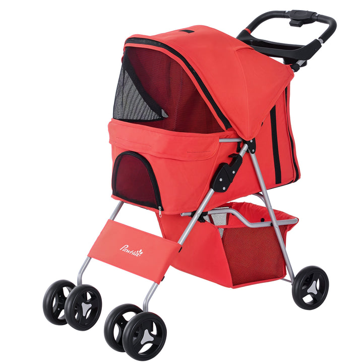Carrinho dobrável para animais de estimação 84x48x95cm Rodas para carrinho de gato para cão Girar 360º com freio