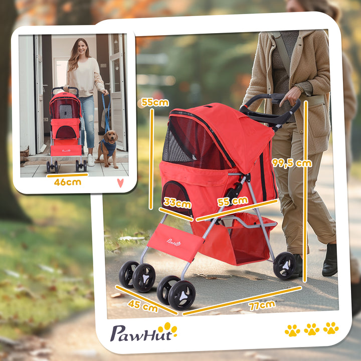 Carrinho dobrável para animais de estimação 84x48x95cm Rodas para carrinho de gato para cão Girar 360º com freio