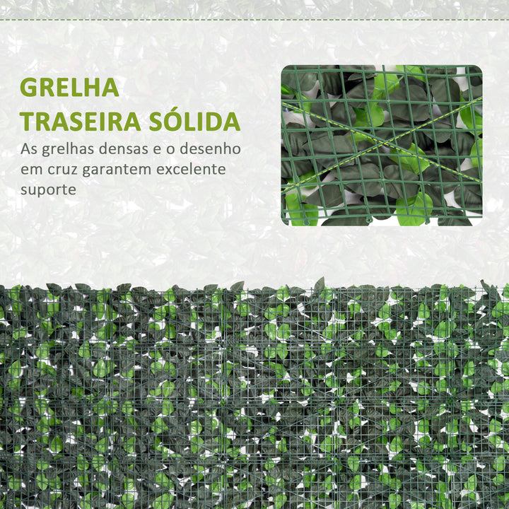 Vedação Artificial em Rolo 3x1m Vedação de Privacidade para Balcão Jardim Exterior Planta Decorativa de Parede PE Verde