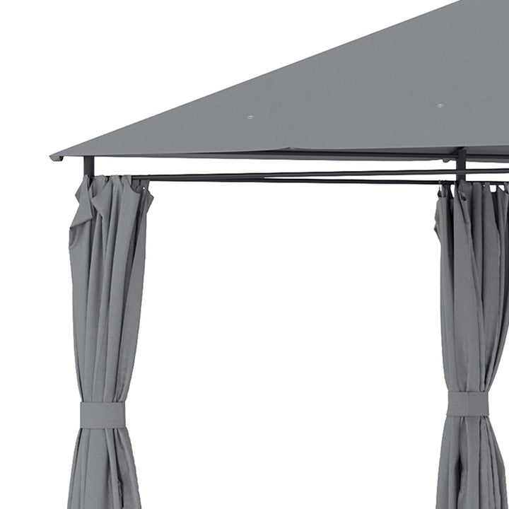 Pégola de Jardim Pérgola de Exterior com Paredes Laterais Amovíveis e Estrutura de Aço para Festas Eventos 398x300x272 cm Cinza