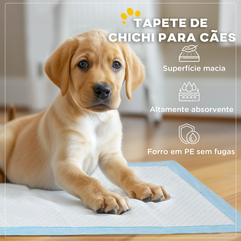 Resguardos de Treino Animais de Estimação 80 Unidades 45x60 cm Resguardos Absorventes para Cães Desenho com 6 Camadas com Superfície de Secagem Rápida Azul