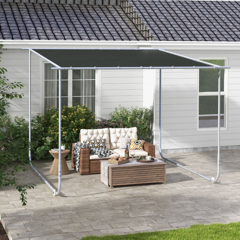 Pérgola 3x3 m Pérgola de Jardim com Rodas Proteção UV 30+ com Sacos de Areia e Estrutura de Aço para Pátio Varanda Cinza Escuro