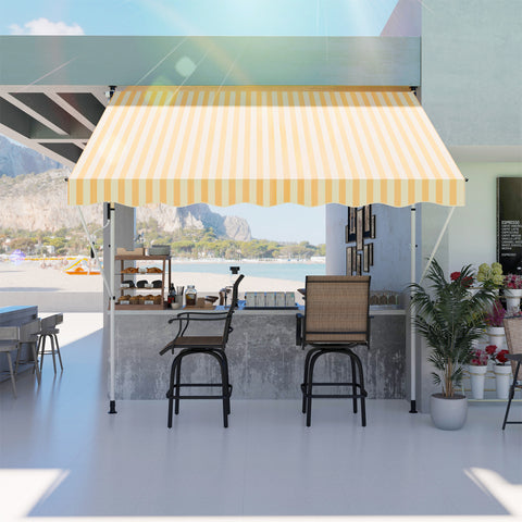 Toldo Manual Retrátil para Exterior 300x150x170-280cm Toldo Enrolável Altura Ajustável com Manivela Proteção Solar para Terraço Balcão Jardim Amarelo