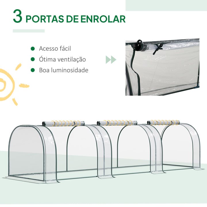 Estufa para Jardim, Terraço Cultivo de Plantas Estufa de Jardim Caseiro, tipo Túnel, Moldura de Aço e PVC 350x100x80 cm
