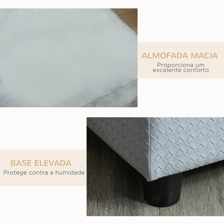 Sofá para Cães Pequenos Sofá para Gatos Estofado em Veludo com Arrumação Oculta e Almofada Lavável Carga 10 kg 76x45x43 cm Cinzento Claro