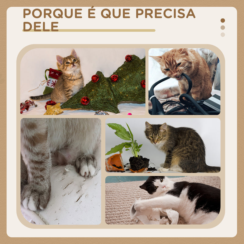 Arranhador para Gatos Médio Arranhador para Gatos de 3 Níveis Torre para Gatos com Postes de Sisal Placa para Arranhar e Bola Suspensa Creme