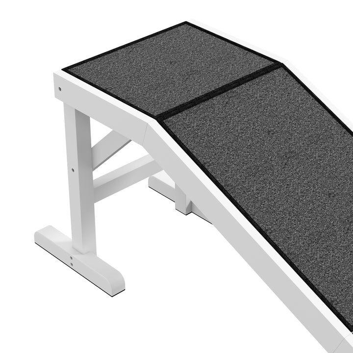 Rampa para Cães de Madeira Rampa para Animais de Estimação com Tapete Antiderrapante para Cães Pequenos Médios e Grandes 152x40x50 cm Branco e Cinzento