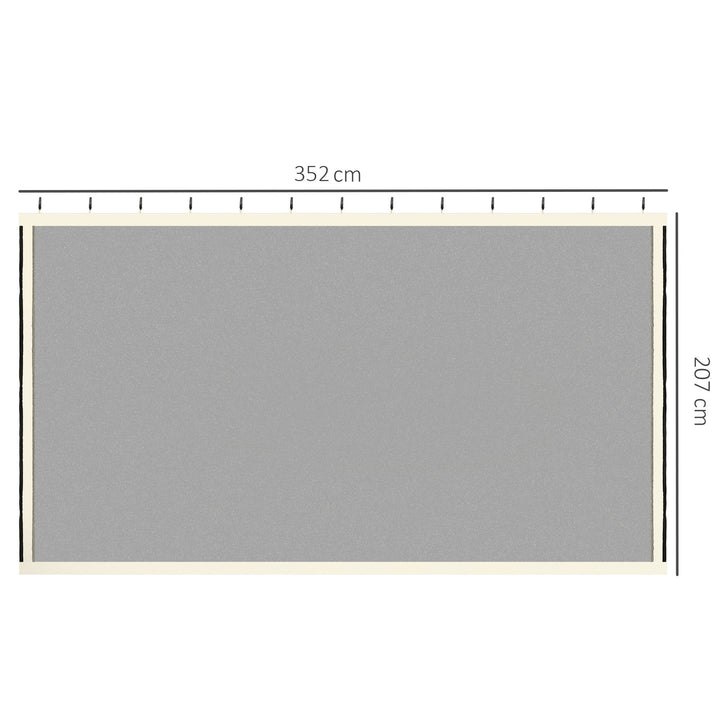 4 Painéis Laterais 352x207 cm para Tenda de Jardim Mosquiteira para Gazebo Gazebo com Zíperes e Anéis Preto