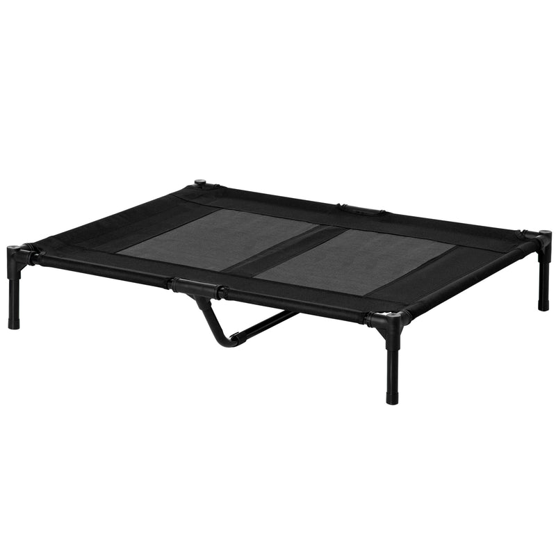 Cama Elevada para Cães Cama de Animais de Estimação com Malha Transpirável e Tecido Oxford para Exterior Interior Jardim Terraço 92x76x18 cm Preto